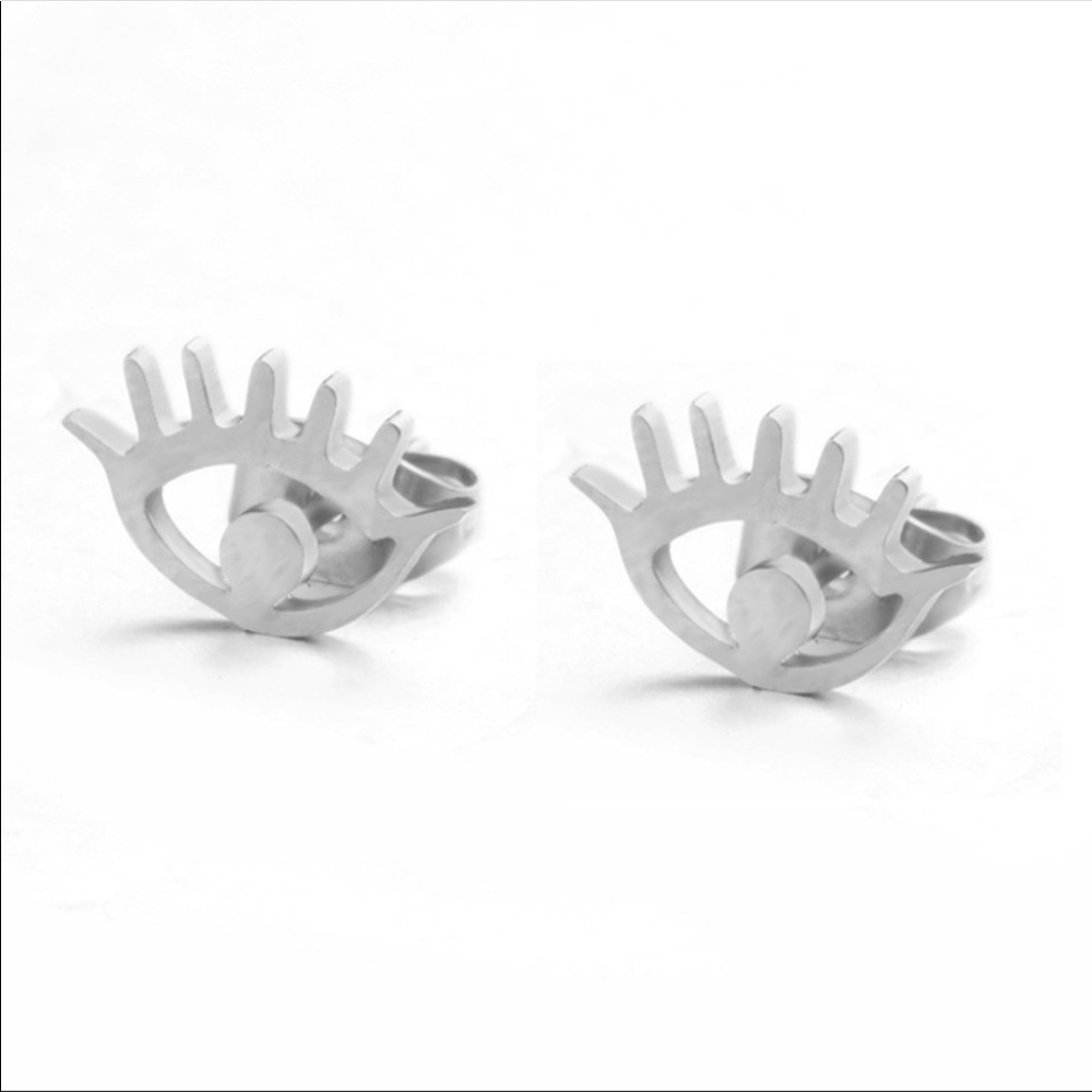 Evil Eye Stud Earrings Silver